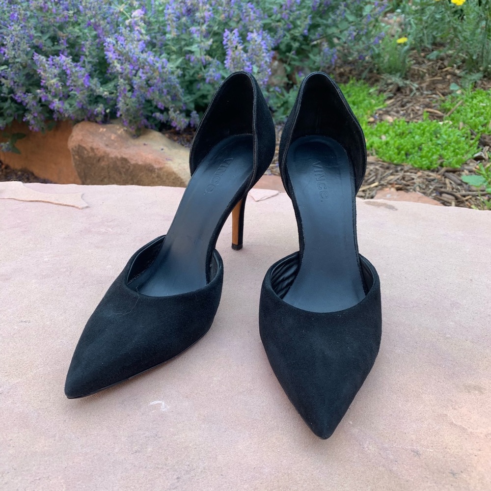 Black Suede D’Orsay Pumps, Vince 8.5